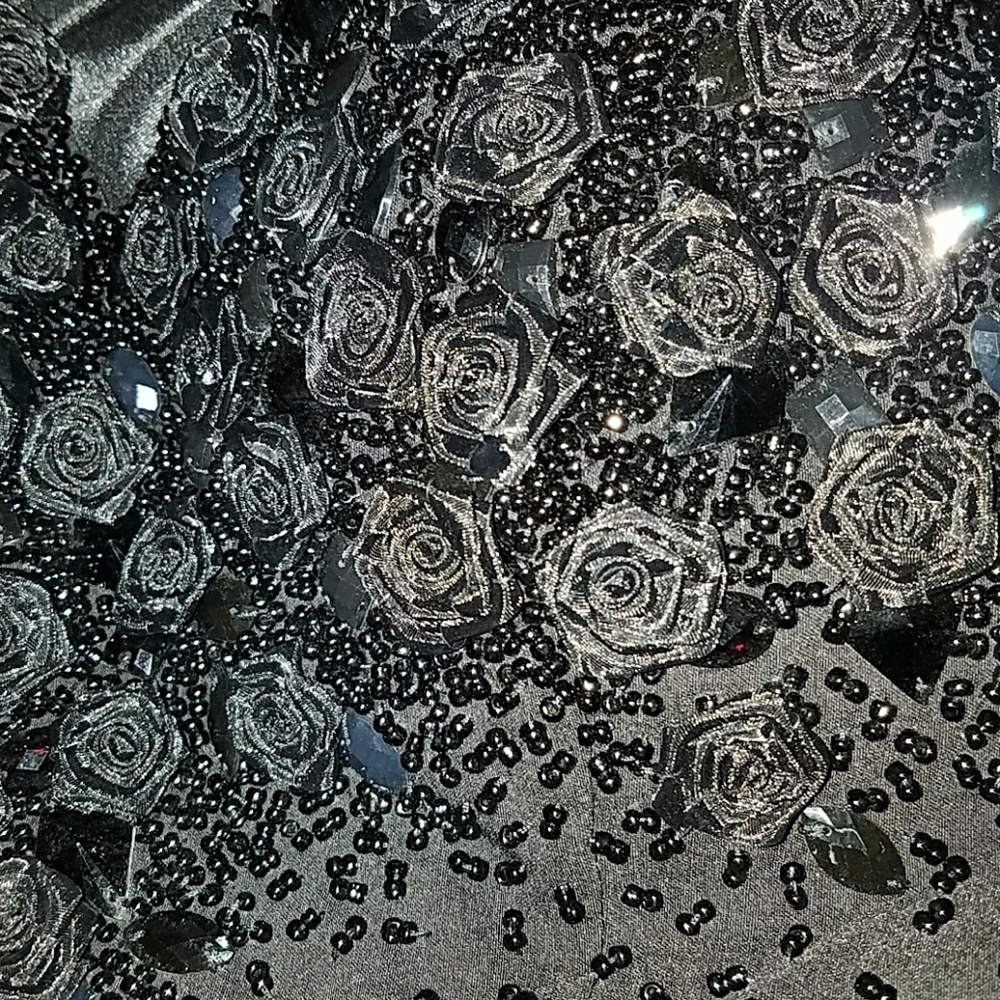Tatyana Black Magic Dress Hand Craft Roses & Gems - Picture 3 of 8